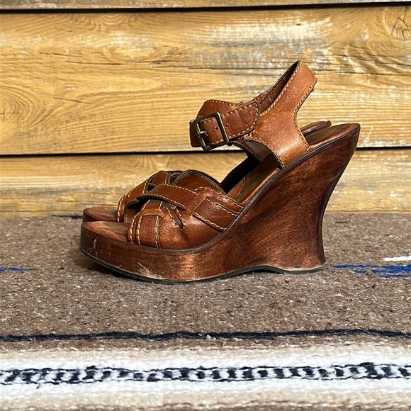 MIA Wedge Leather Platform Sandals Joplin SZ 7 - Picture 2 of 4